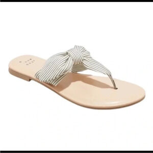 A New Day Hannah Knotted Bow Flip Flop Sandals Stripe Size 6.5 black-and…